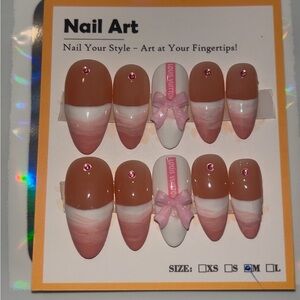 10 PC Hand Crafted Valentine Pink Ombre Nails NWT